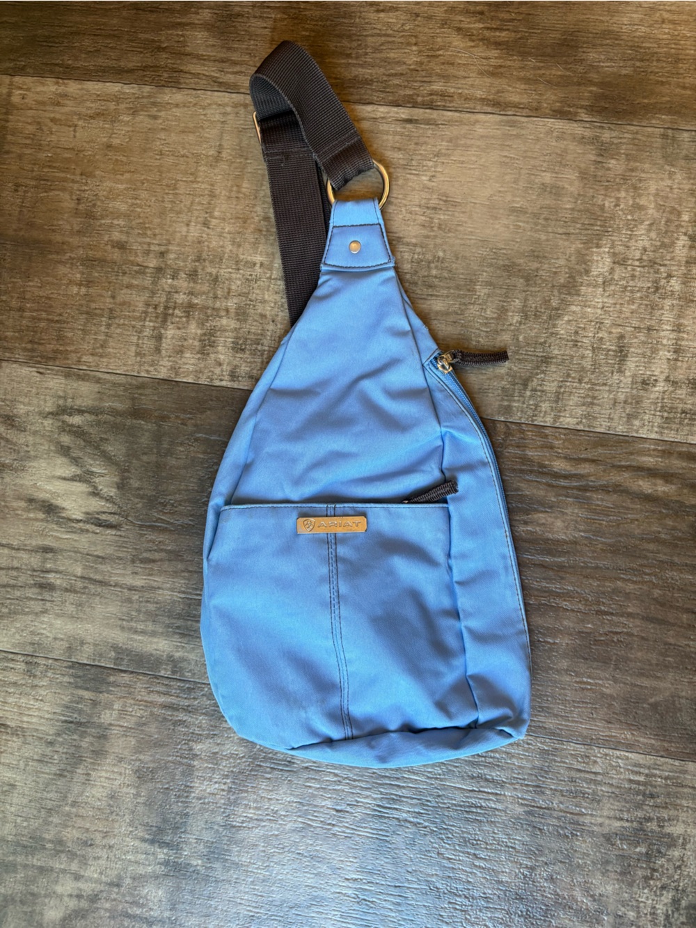 Ariat Blue Sling Crossbody Bag with Brown Strap - Picture 1 of 6